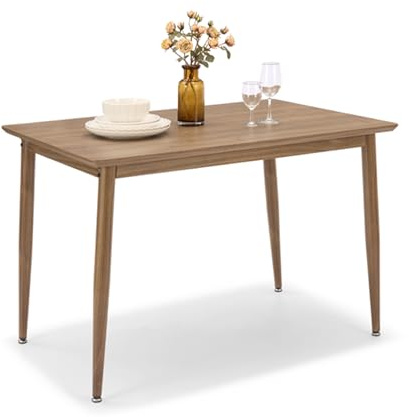 VonHaus Dining Table - 4 Seater Kitchen Table for Dining Room - Rectangular Dark Wood Effect Dinner Tabletop for 4 People - Adjustable Rubber Feet & Rounded Corners - W110cm x D75cm - Burton