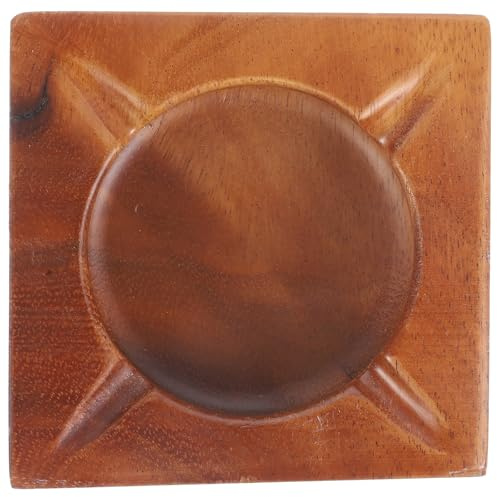 Milisten Cendrier en Bois Massif Grand Format Rainure, Design Vintage pour Bureau et Maison, Cendrier de Table Stable Facile à Nettoyer, Décor Intérieur et Extérieur