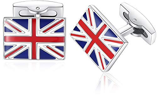 HONEY BEAR UK Union Jack flagga manschettknappar för män, GB Storbritannien Storbritannien flagga rostfritt stål, Rostfritt stål, koppar, mässing