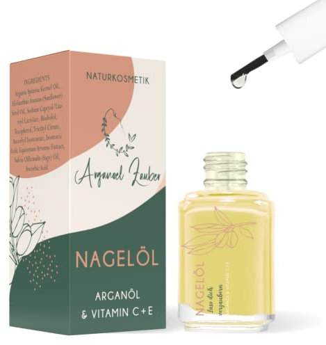 Arganoel-Zauber Nagelöl, Nagelhärter inkl. Pinsel, stärkt & pflegt rissige, brüchige Fuß- und Finger-Nägel, vegan & tierversuchsfrei, mit Arganöl, Vitamin C & Bisabolol 1 x 13 ml