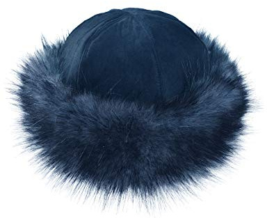 TEXTURE Ladies Women Faux Fur Band Suede Effect Mongolian Russian Winter Hat One Size (UK, Alpha, One Size, Navy)
