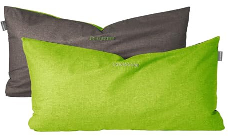 Schiesser Kissenhüllenset Doubleface - Renforcé - 2-teilig - 40 x 80 cm - Grün-Dunkelgrau