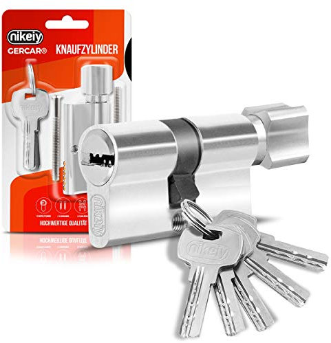 GERCAR Profilzylinder Schließzylinder Zylinderschloss 40/40 Knaufzylinder Türschloss - inkl. 5 Schlüssel - Einzeln - Länge: 80mm, A:40 B:40-1er Set