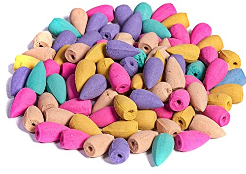 TANNESS 200 PCS Backflow Incense Cones for Waterfall Burner - 10 Mixed Natural Scents Includes Rose, Jasmine, Lily, Mint, Lavender and More for Relaxation Air Purification Meditation Yoga Gift