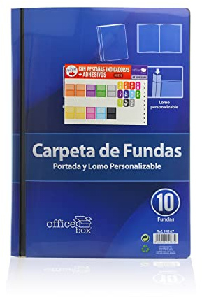 Carpeta de Fundas Personalizable (Portada y Lomo) - Tamaños A4+ y A5 - Tapas Rígidas - Office Box (A4+ 10 Fundas)