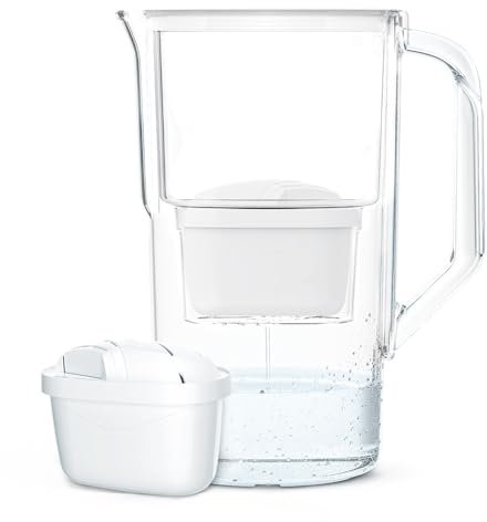 Wessper Wasserfilterkanne 2.5 L | Kartuschen Ersatz für Dafi Unimax Aquaphor A5 BRITA Maxtra+ PHILIPS AWP212/10 | Reduzierung von Kalk, Chlor | Inklusive 1 Wasserfilterkanne + Wasserfilter - Weiß