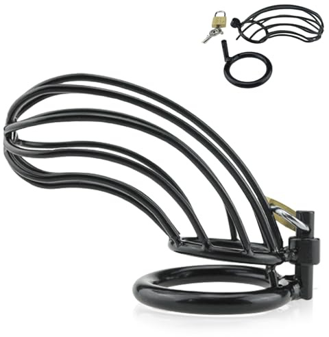 Cage de Chasteté Pénis Métal Homme,Cage à Pénis en Métal,3 Tailles,Chastity Cage Bondage BDSM Ceintures de Chasteté,avec Serrure,Chasteté Pour Pénis,Sex toýs Couple Homme Jeux érotiques (M)