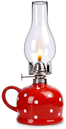 Glasöllampe Erdöllampe Petroleumleuchte Petroleumlampe Öllampe Keramik 28,5 cm 530 ml