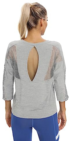 Dmwhsy Camicie da Allenamento da Donna Camicia Sportiva da Donna in Rete Top da Palestra per Yoga Abbigliamento Sportivo Top da Allenamento da Donna con Maniche a 3/4