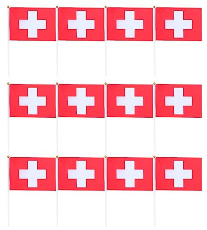 Sosoport 100 Stück Länderflaggen Der Welt Mini-Internationale Flaggen Kleine Flaggen Auf Stäben Länder-Handheld-Stick-Flaggen (Schweiz)