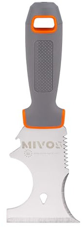 Mivos Espátula multifunción de acero inoxidable 10 en 1 - Espátula de pintor con hoja de 75 mm de ancho - Rascador multifunción con placa de impacto - Fabricado en la UE