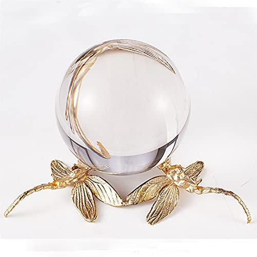 NWPNLXEA Pietra curativa Sfera di Quarzo Libellula di Rame Palla in Piedi Feng Shui Decorazione della casa Artigianato Balance Decorazione di Pietre preziose Decorazione della Stanza