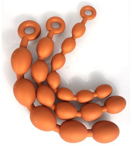 PQKuss Extra Lang Analkugeln Silikon Anal Beads Anal Kette mit 5/6/7 Kugel Analperlen G-Punkt Stimulator Anal Dildo Masturbator Anus Dilatator Analplug SM Sexspielzeug für Frauen Männer(Gold-S)