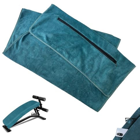 EVDZNA Toalla deportiva, 120 x 50 cm, toalla de fitness, toalla deportiva, de secado rápido, toalla de fitness con bolsillo con cremallera, unisex, para fitness, entrenamiento y deporte, color azul