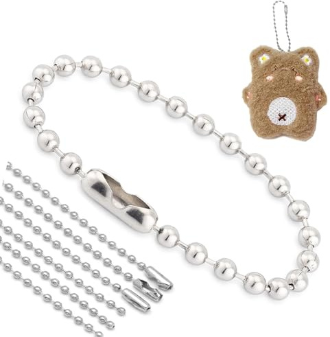 Catena a sfere da 2,4 mm, 100 pezzi, catena a sfere in acciaio inox, con connettori, catena a sfere in metallo, per fai da te, per San Valentino e decorazioni
