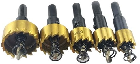 5 Pezzi 16-30mm HSS Sega A Tazza Set Punta Da Trapano Rivestita In Titanio Corona Di Perforazione For Utensile Da Taglio For Legno In Acciaio Inossidabile In Lega Metallica(Titanium Coated)