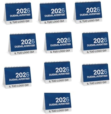 Calendario da Tavolo PERSONALIZZATO 2026, Formato 19x14 cm, Mese a Vista N°10 PEZZI