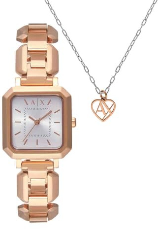 Armani Exchange Orologio da Donna, Quarzo Movimento a tre lancette e cassa da 27 mm con cinturino in Acciaio inossidabile