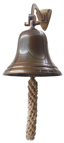 5 Solid Brass Bell Antique Brass Quality Marine Wall Mounted Ship Hanging Bell Perfect for Dinner, Indoor, Outdoor, School, Bar, Reception, Last Order & Church by The Metal Magician