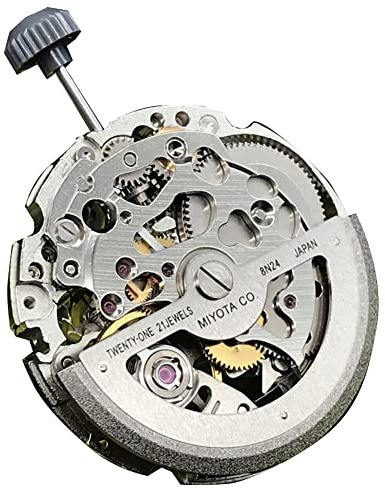 OLSKFUH Mouvement mécanique argenté 8N24 Miyota 21 Rubis, Mouvement Automatique Squelette
