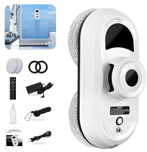 Fensterputzroboter, 5600 Pa Fensterreiniger Elektrisch, 3 Reinigungsmodi, Intelligente Navigation und Randerkennung, Fernbedienung und 10 Tüchern, Fensterroboter für den Innen und Außenbereich