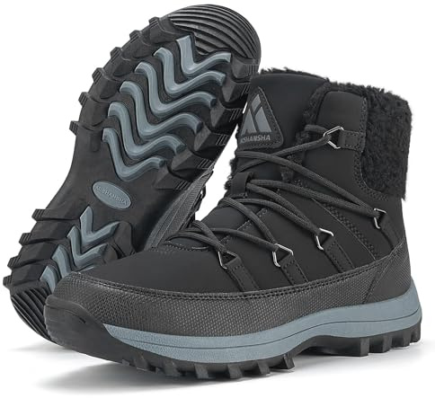 Mishansha Bottes Femme Chaussures Hiver Neige Chaudes Fourrure Bottine, Noir 39