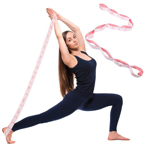 Stretching Strap, 12 Loops Yoga Straps for Stretching, Yoga Strap for Flexibility Training, Leg Stretch & Exercise, Durable Elastic Resistance Band