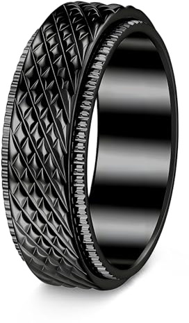 Mens Fidget Rings Spinner Anxiety Ring for Men Stress Ring Glossy Black 7