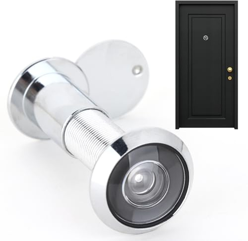 Judas de porte grand angle 180° en alliage de zinc avec pare-vue - Pour porte de 35 à 60 mm d'épaisseur - Trou de perçage de 16 mm de diamètre - Aspect acier inoxydable - Montage facile