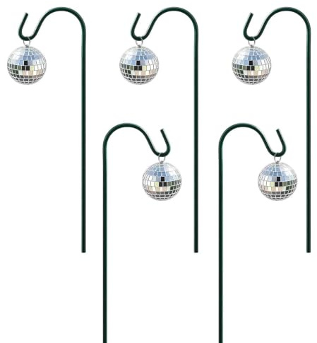 Generiska insatser för utomhusväxter | set om 5 ornament – mini diskokula växtstav, för terrass, blomkruka, gräsmatta, gångväg, inomhus, utomhus, blommor