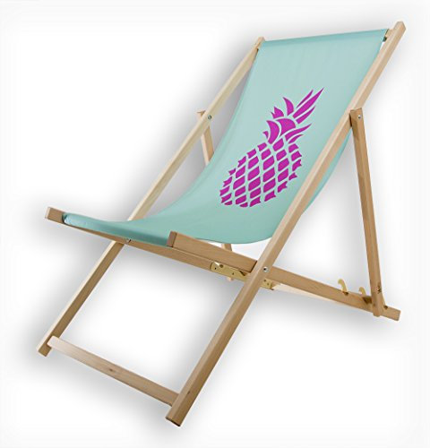 MultiBrands® Liegestuhl, Holz, ohne Armlehne, klappbar, Ananas rosa