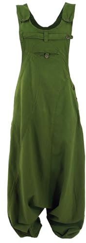 GURU SHOP Latzhose Aladinhose Haremshose Pluderhose Pumphose - Olive, Damen, Baumwolle, Size:XL