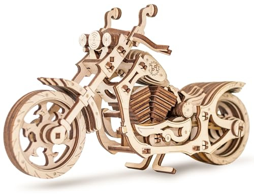 EWA Eco-Wood-Art - Motocicleta - Rompecabezas mecánico 3D de Madera - Rompecabezas para Adultos y Adolescentes - Montaje sin Pegamento - 152 Piezas