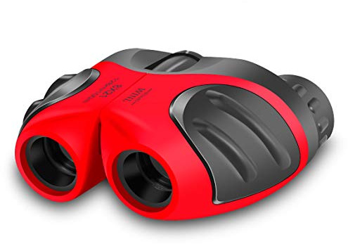 BIBOYELF 8X21 Compact Jumelles pour Enfantsjouets De Randonnée pour Enfants De 3 à 12 Ans,Rouge