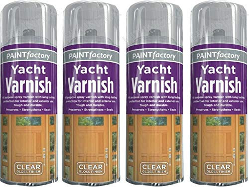 4 x All Purpose Yacht Varnish 400ML - Professional Gloss Finish Spray Wood Color Paint