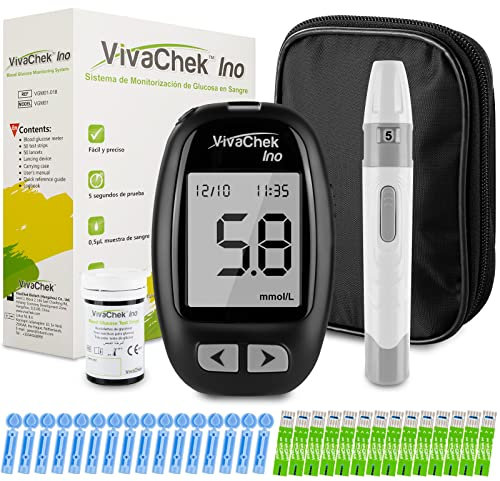 Glucosio nel Sangue Kit Aggiornamento 2021 Misuratore di Glicemia Diabetes Test Kit Trasmissione Dati tramite MicroUSB Avviso di Ipoglicemia e Chetoni con 25 strisce e 25 lancette mg/dL