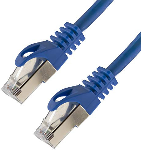 Netzwerkkabel S/FTP PIMF Cat. 7 5 Meter blau Patchkabel Gigabit Ethernet LAN DSL CAT7 Kabel