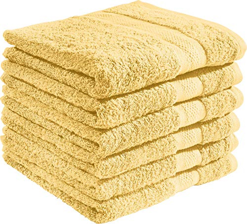 REDBEST Handtuchset, Frottierset 6er-Pack Chicago hellgelb Größe 50x100 cm - saugstark, strapazierfähig, ideal für Reisen, Sport (weitere Farben)