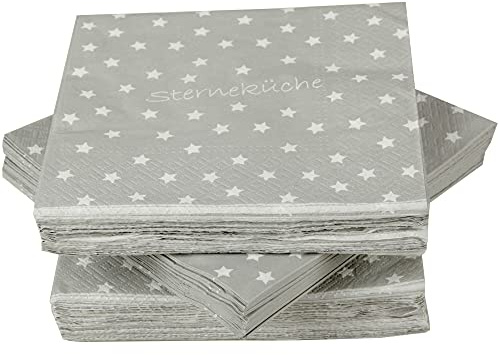 Servietten im praktischen 100er Pack (5x20) 33 x 33 cm, 3-lagig, 1/4 Falz - mit Motiv (Sterneküche) - FSC-Zertifizierte Mundtücher