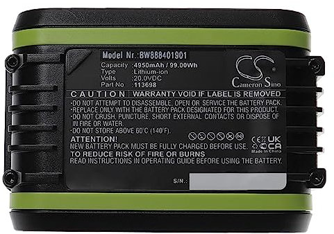 EXTENSILO Battery compatible with AL-KO Easy Flex HTA 2050 Long Reach Hedge Trimmer, LB 2060 Power Tools (5000 mAh, Li-Ion, 20 V)