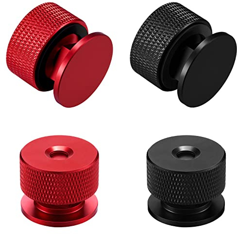 Patelai 2 Pairs Welding Hood Pipeliner Helmet Fasteners, Aluminum Headgear Replacement Parts Accessories for Screws Flip Sugar Scoop Welding Hood with Nonslip Silicone Washer(Black and Red,Classic)
