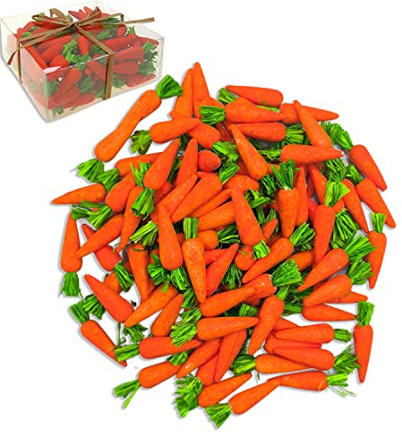 DearSun Pack of 100pcs, 2 H Lovely Mini Easter Carrots Little Easter Carrots Easter DIY Material Bonnet Craft Decorations