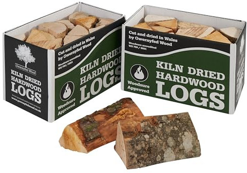 Kiln Dried Hardwood Logs, (24L), WoodSure Approved, for Wood Burners, Open Fires, Stoves, Pizza Ovens, Camp Fires and Chiminea (2 Boxes (48L))