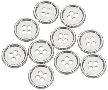 QUARKZMAN 10pcs Bouton De Couture En Métal, 15mm 4-Trous Rond Pour Chemises Manteaux Vêtements Boutons De Couture Pour Décoration Artisanat, Argent
