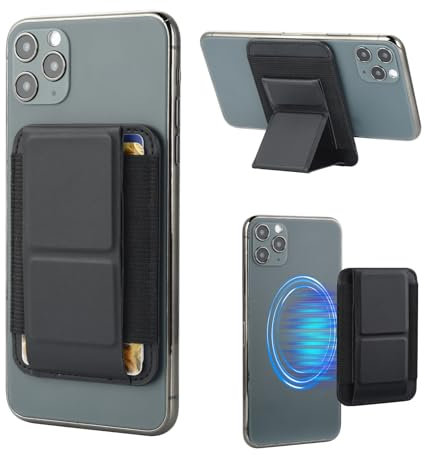 aceyoon Cartera para MagSafe, Tarjetero para 3 Tarjetas Soporte Movil Billetera Magnética de PU Tarjetero para Magsafe Compatible con iPhone 16/15/14/13/12, NO para 13/12 Mini, Negro