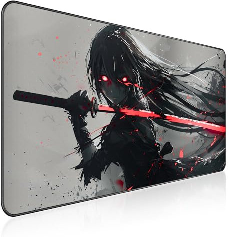 RISOKA® Tappetino mouse XXL 900x400 - Mousepad impermeabile & cuciture rinforzate - Tappeto gaming XL con design anime - Sottomano scrivania per setup, tastiera e PC