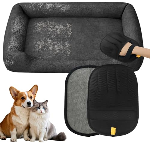 Zayin Lot de 2 gants d'épilation électrostatiques pour animaux domestiques, gants d'épilation à cinq doigts, gants anti-peluches enroulés en bandes, outil pour enlever les poils de chat et de chien