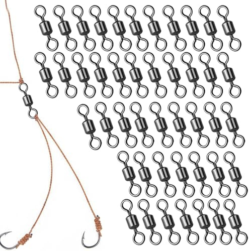 Girelle per Pesca - 50 Pezzi Girelle per Attrezzatura - Ganci a Forma di 8 per Collegamento Pesce Gatto Trota Mare