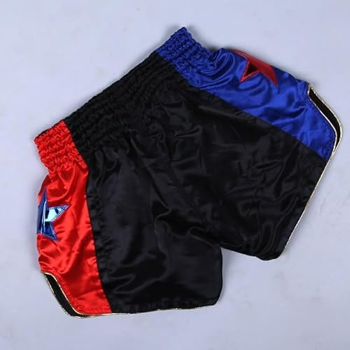 Jonikuper Anotherboxer Unisexe Muay Thai Boxe Short Respirant pour MMA Kickboxing Combat Short avec Taille Élastique pour Homme et Femme (Noir, L)