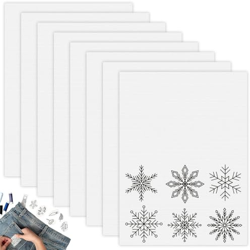 JYSNOW 8 Piezas Papel Soluble para Bordar, Papel para Bordar Soluble Imprimible, A4 21x30cm Cortado en TamañOs Variables Papel Disolvente Imprimible Bordado a Maquina y a Mano (Blanco)